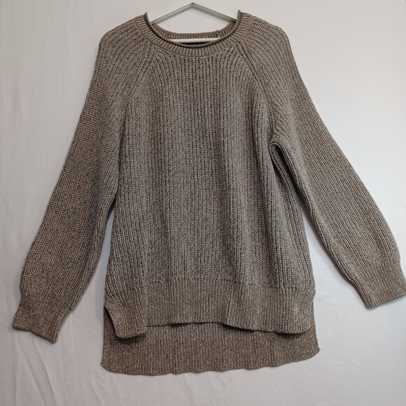 Ellen Tracy Sweater Chunky Knit Pullover Cotton Blend Oatmeal Marl Womens XL - Picture 6 of 10